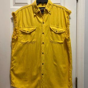 Biker wear large sleeveless yellow shirt